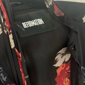 Black and red reformation floral dress